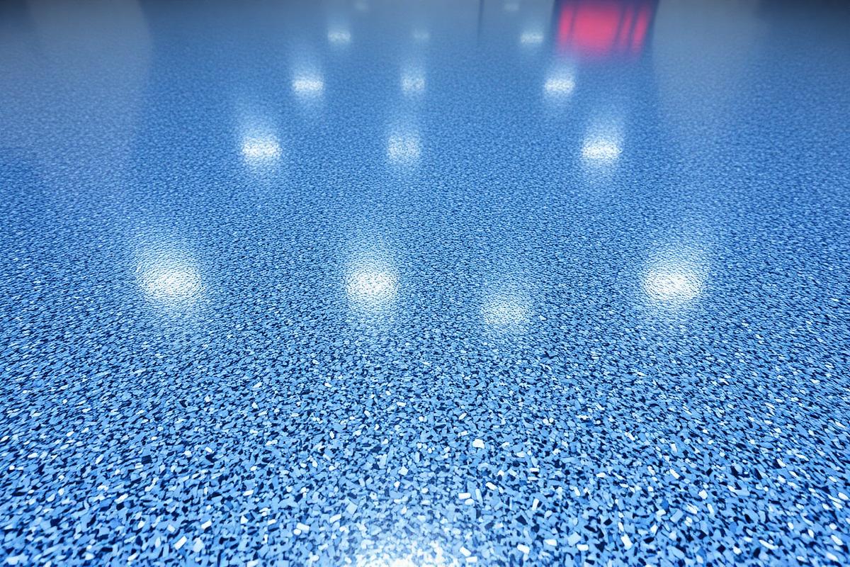 Polyaspartic decorative flake garage floor finish