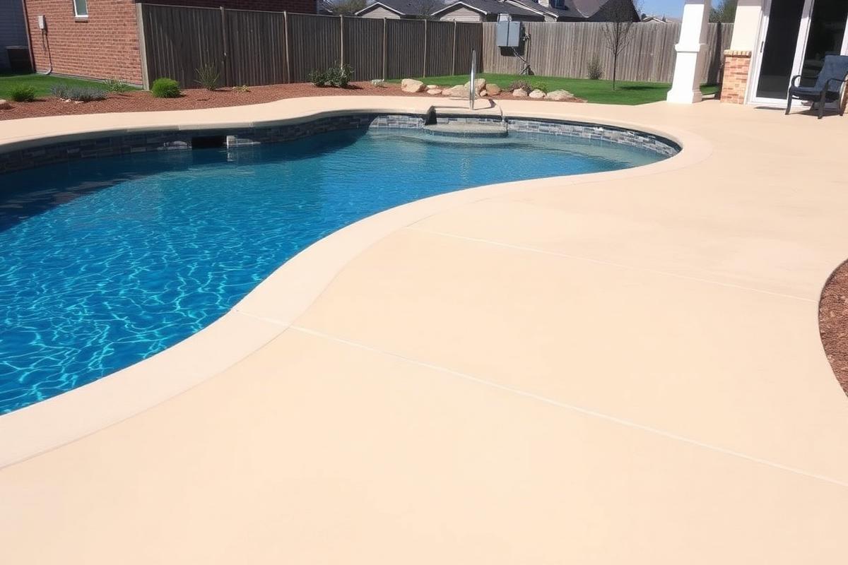 Slip resistant coated pool deck concrete at a North Carolina home